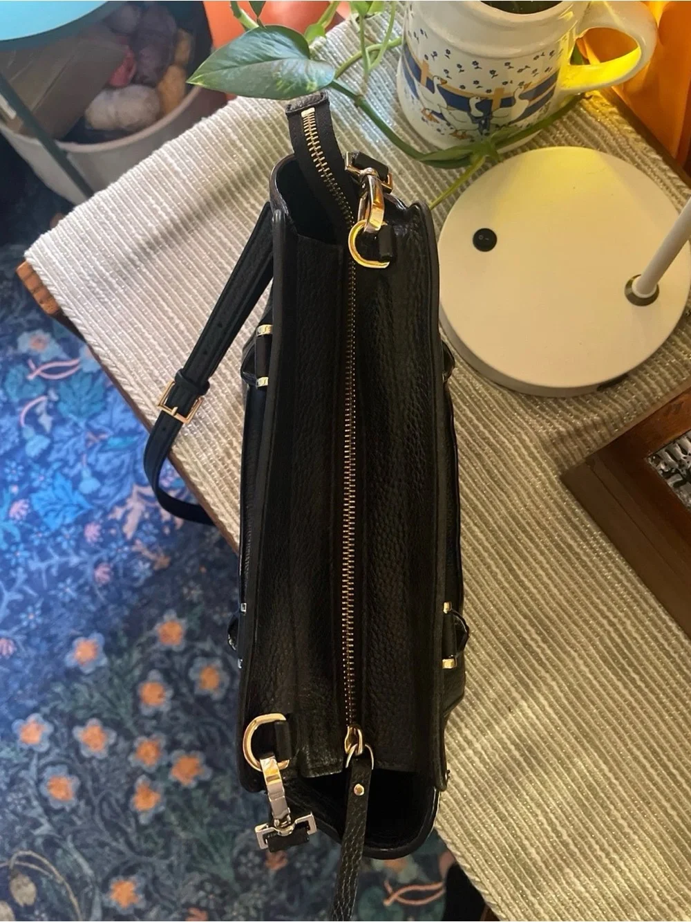 kate spade Black Pebbled Leather Satchel with Tassel